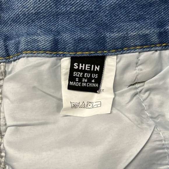 SheIn Shorts Womens Size S Blue Cuffed Denim Jean High Rise Clean Cut Light Wash - Picture 7 of 10